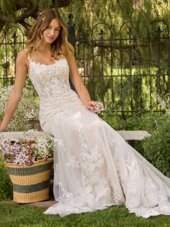 Rebecca Ingram EDEN #1 Ivory over Blush (gown with Ivory Illusion) thumbnail